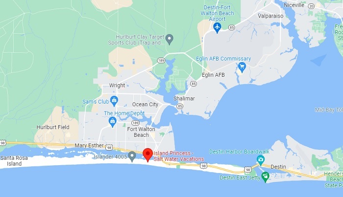 Fort Walton Beach Condo Rentals Map